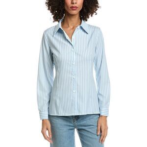 Madison Miles Womens  Stripe Button Shirt, Brown